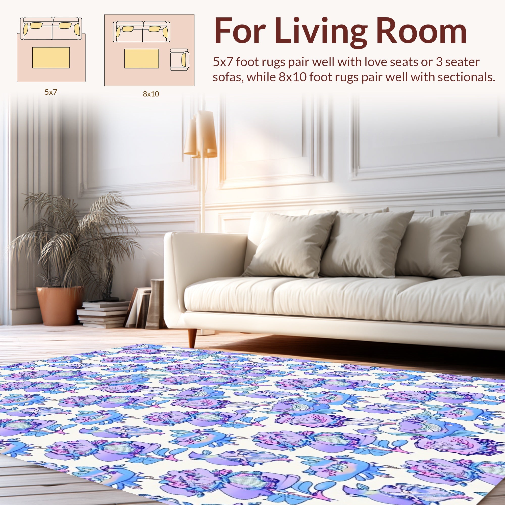 Pastel Floral Patterned Artistic Rug