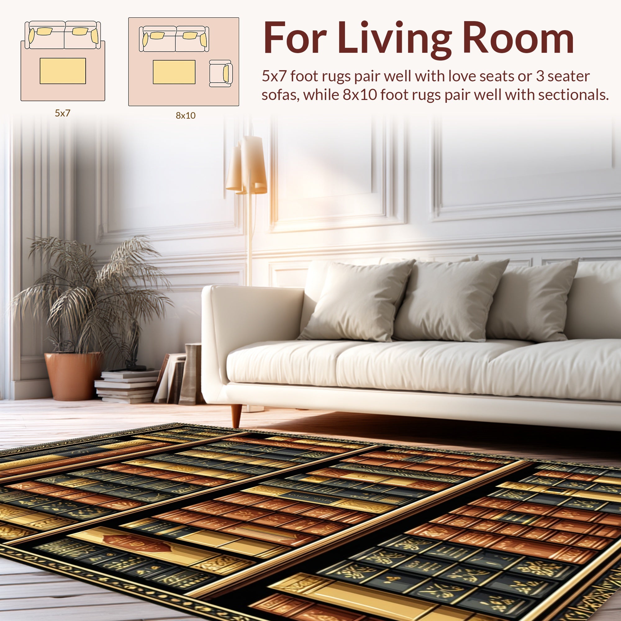 Ornate Antique Book Motif Rug