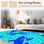 Oceanic Shark Theme Tile Pattern Rug