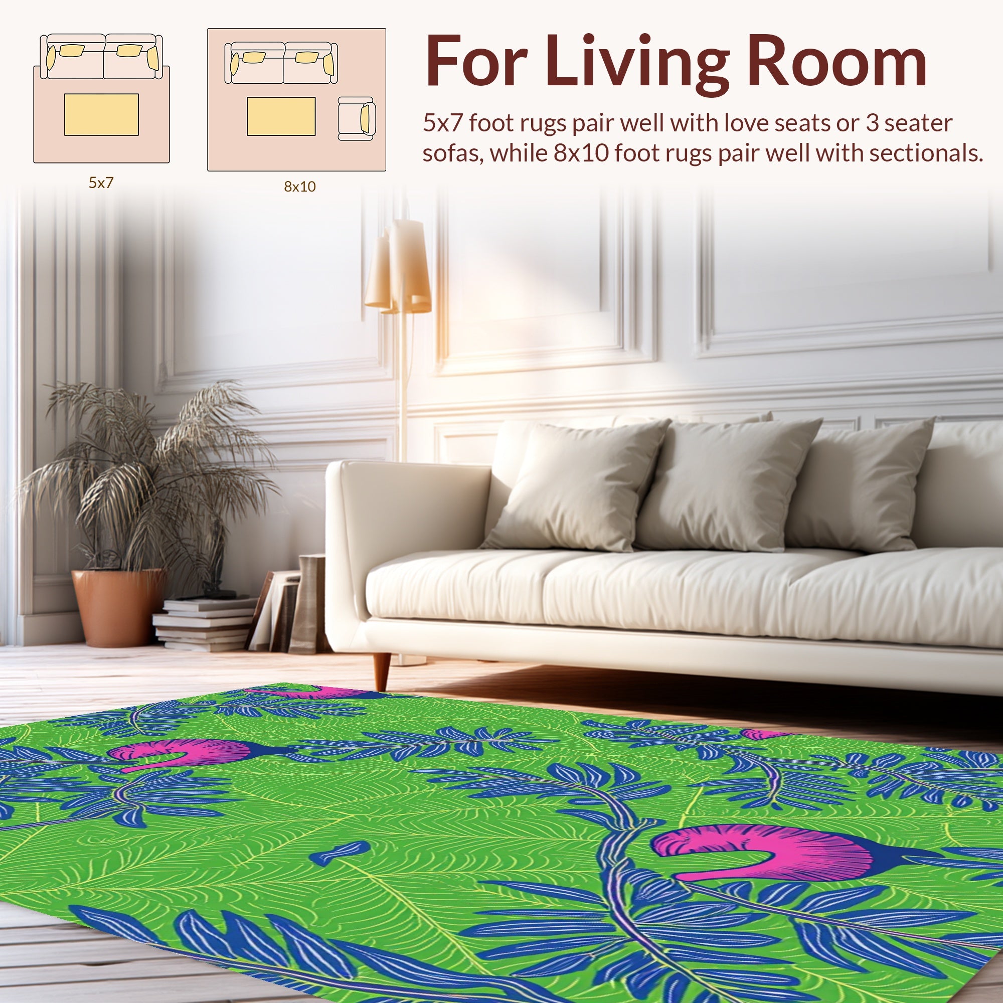 Vibrant Tropical Bloom Print Rug