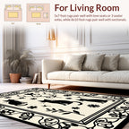 Black Cat Floral Design Rug