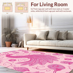 Pink Peacock Floral Line Art Rug
