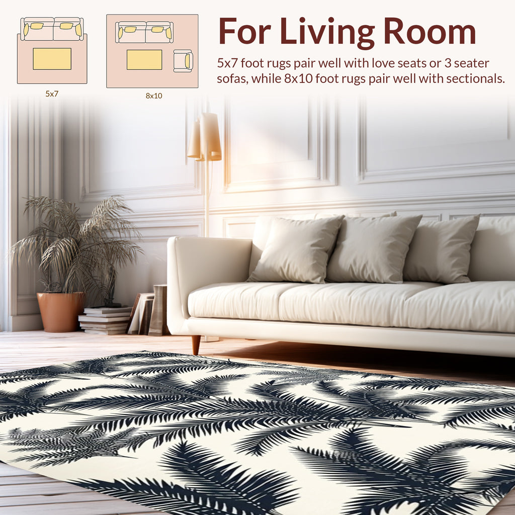 Dark Palm Frond Pattern Rug