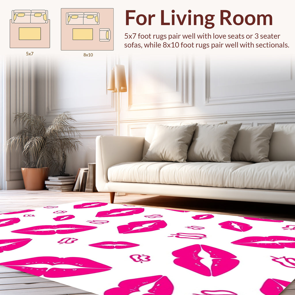 Vibrant Pink Kiss Butterfly Pattern Rug