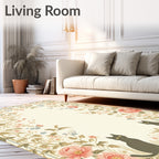 Two Black Cats with Floral Border Rug