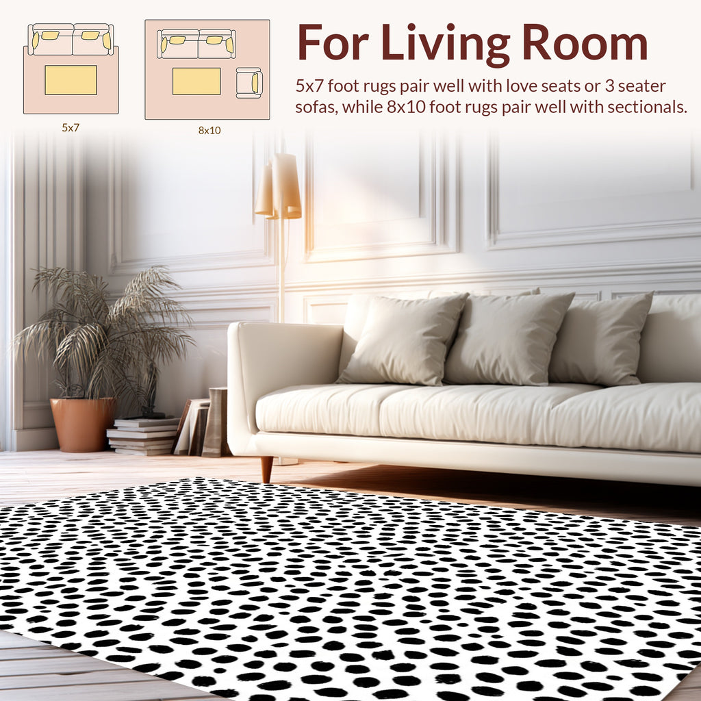 Black White Spotted Pattern Design Rug