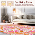 Playful Abstract Floral Pink Orange Pattern Rug