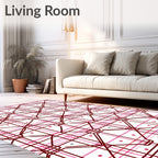 Deep Red Pink Plaid Diamond Dot Rug