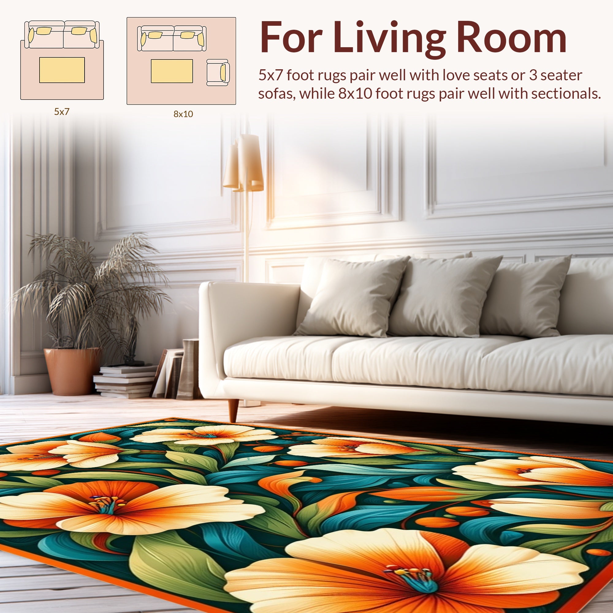 Vibrant Tropical Floral Pattern Rug