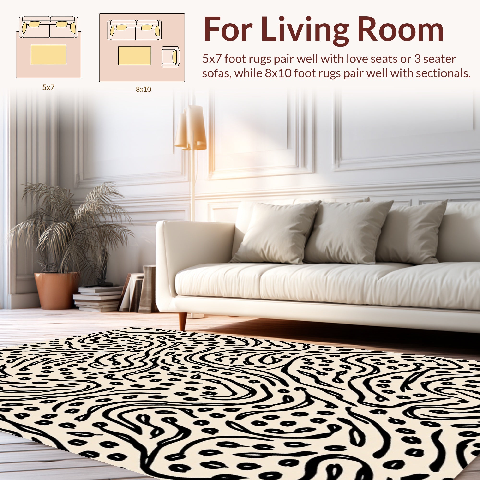 Abstract Organic Swirls Line Art Pattern Rug