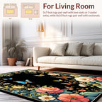 Vibrant Floral Butterflies Art Rug