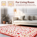 Crimson Floral Vine Symmetric Rug