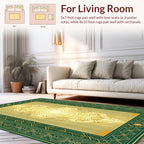 Art Deco Green Gold Geometric Tapestry Rug