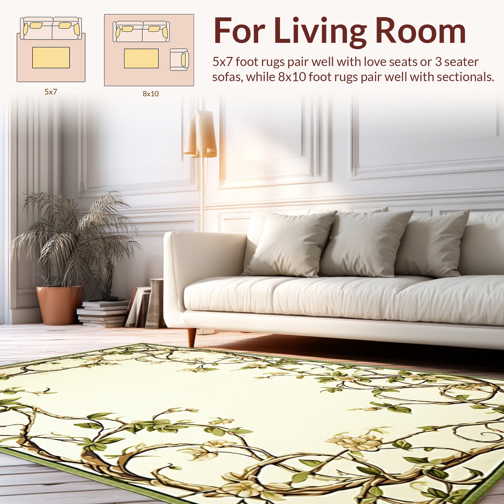 Vines And Blossom Pattern Rug
