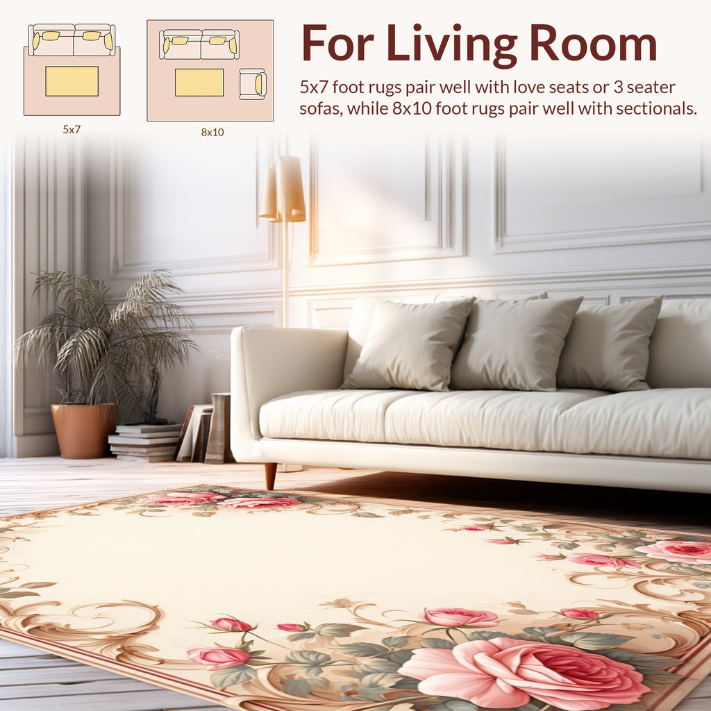 Classic Rose Floral Pattern Rug