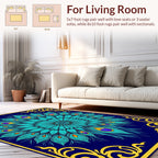 Turquoise Peacock Feather Mandala Rug
