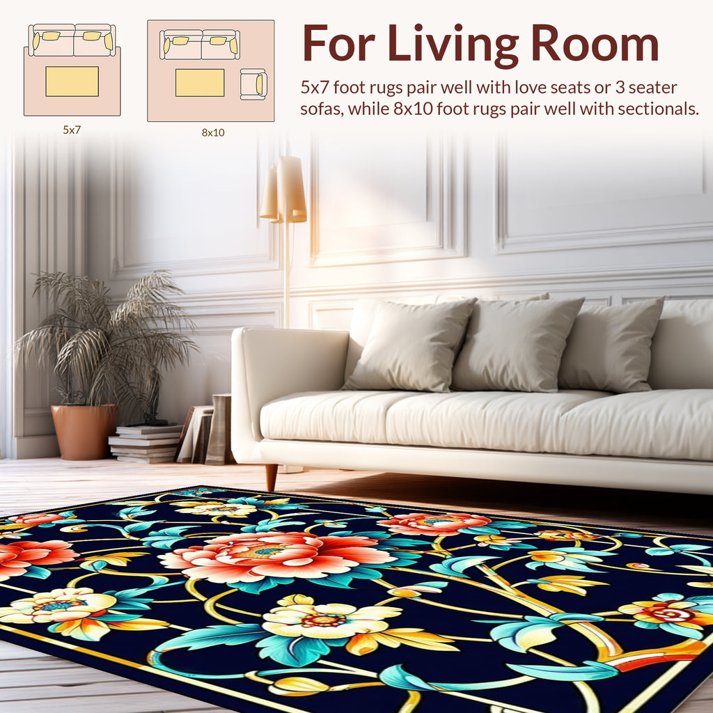 Vibrant Floral Art Nouveau Pattern Design Rug