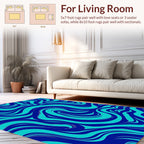 Flowing Aqua And Navy Swirl Pattern Rug