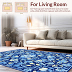 Splendid Blue Floral Meadow Pattern Rug