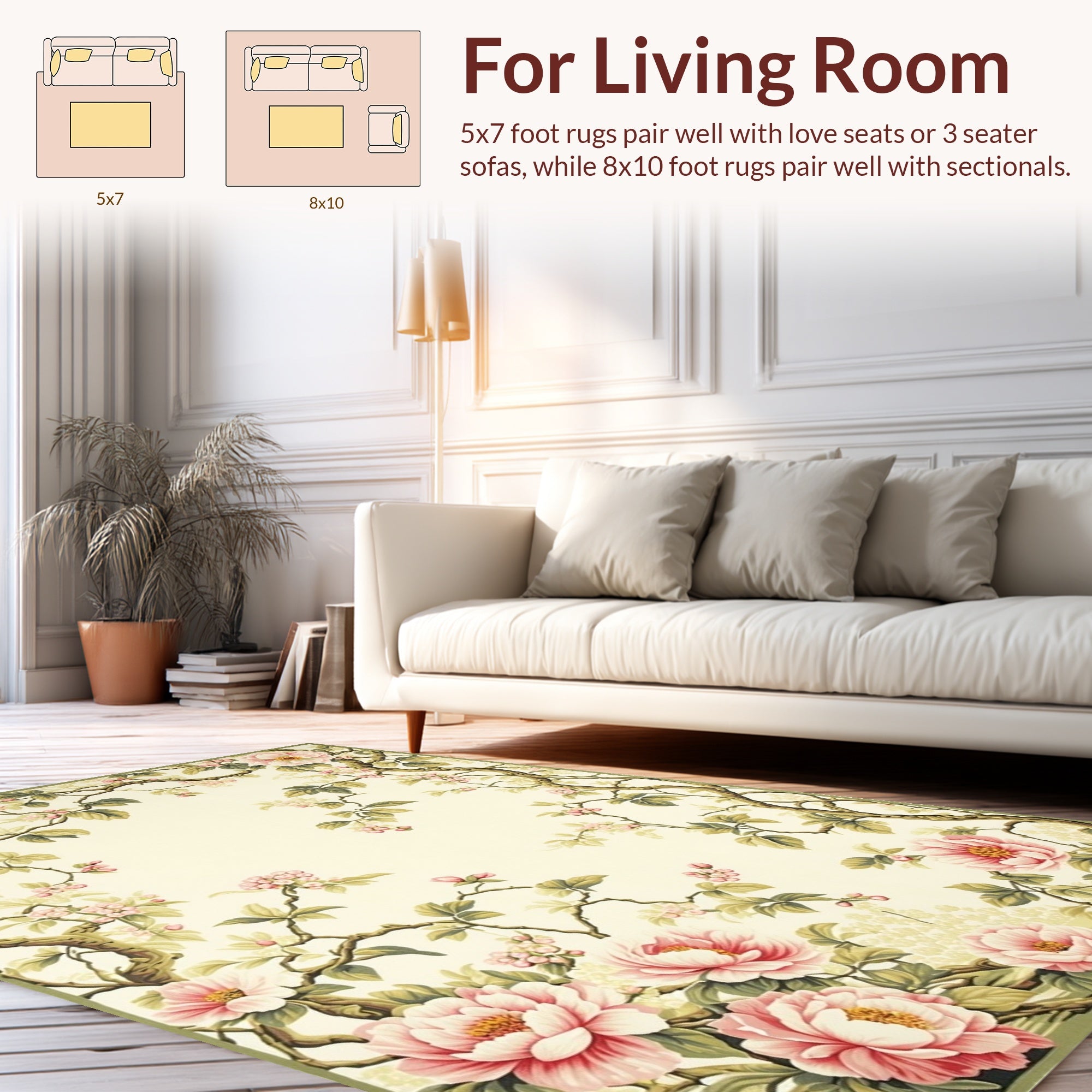Ornate Floral Vine Pattern Rug