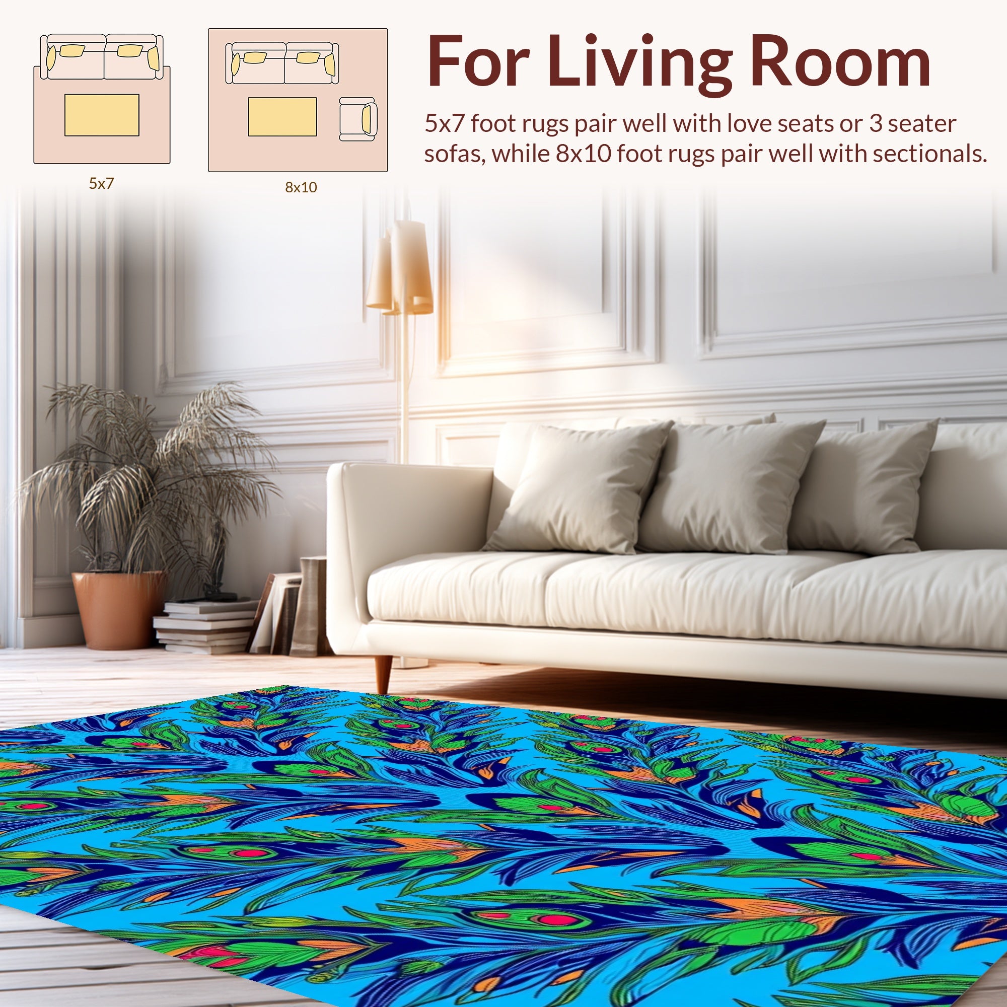 Vibrant Tribal Feather Pattern Design Rug