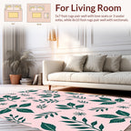Dark Green Leafy Vine Pattern Rug