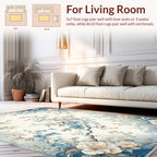 Soft Blue Floral Garden Pattern Rug