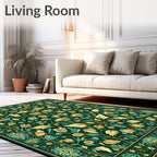 Emerald Green Floral Art Nouveau Rug