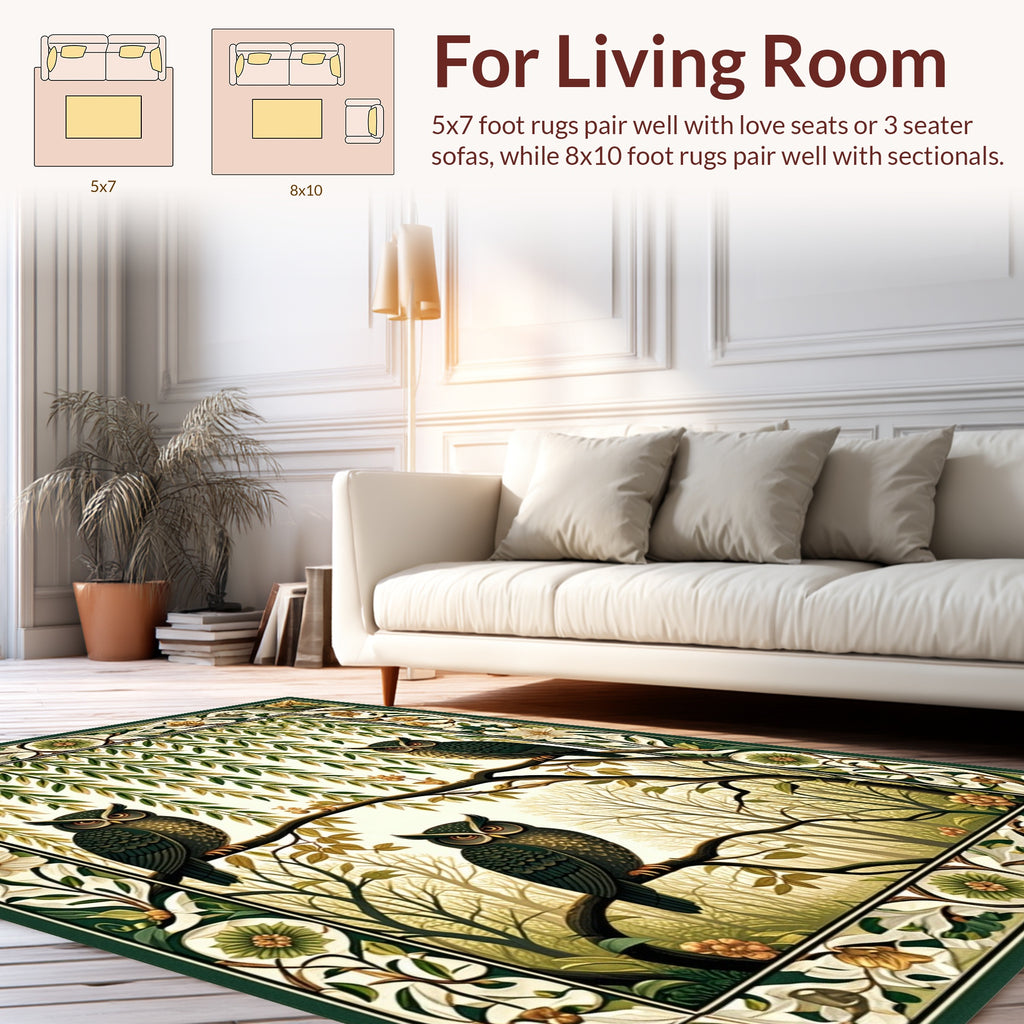 Forest Owl Willow Art Nouveau Rug