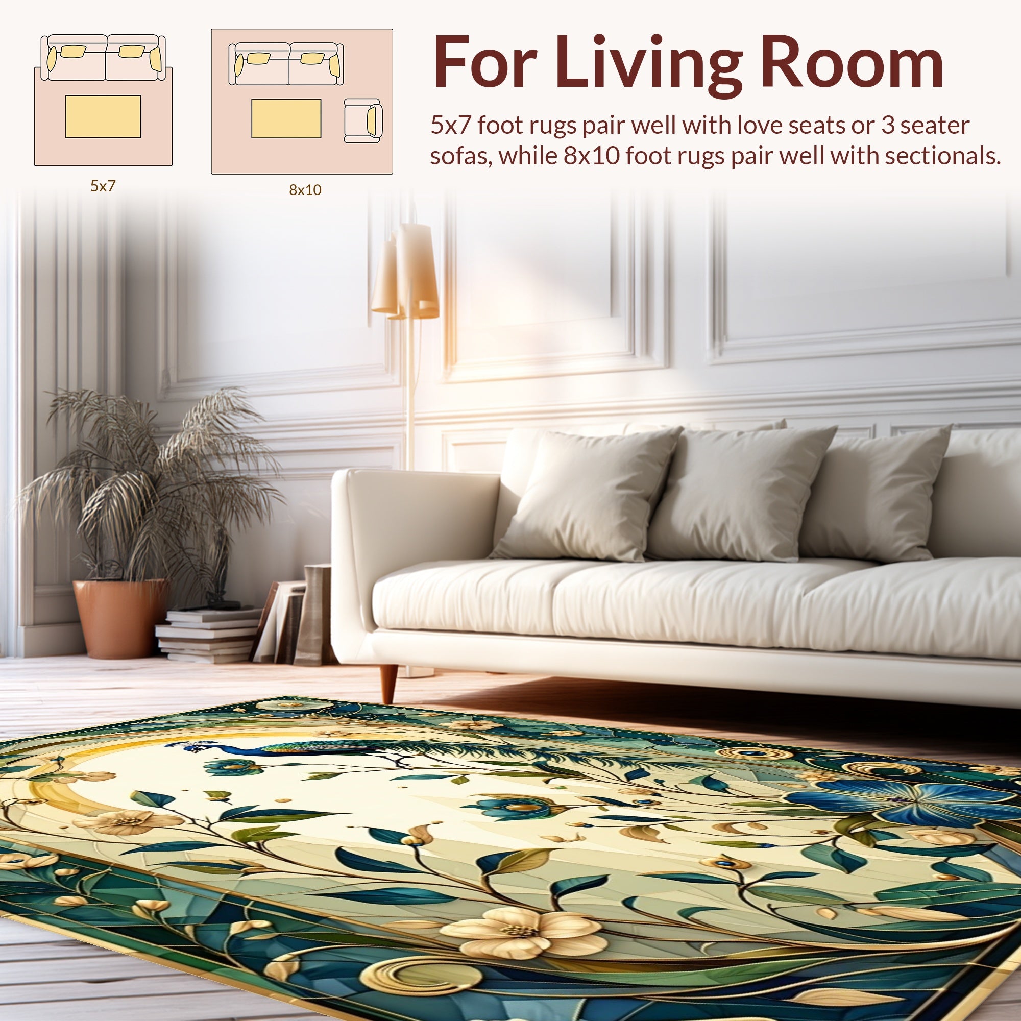 Peacock Floral Art Nouveau Rug