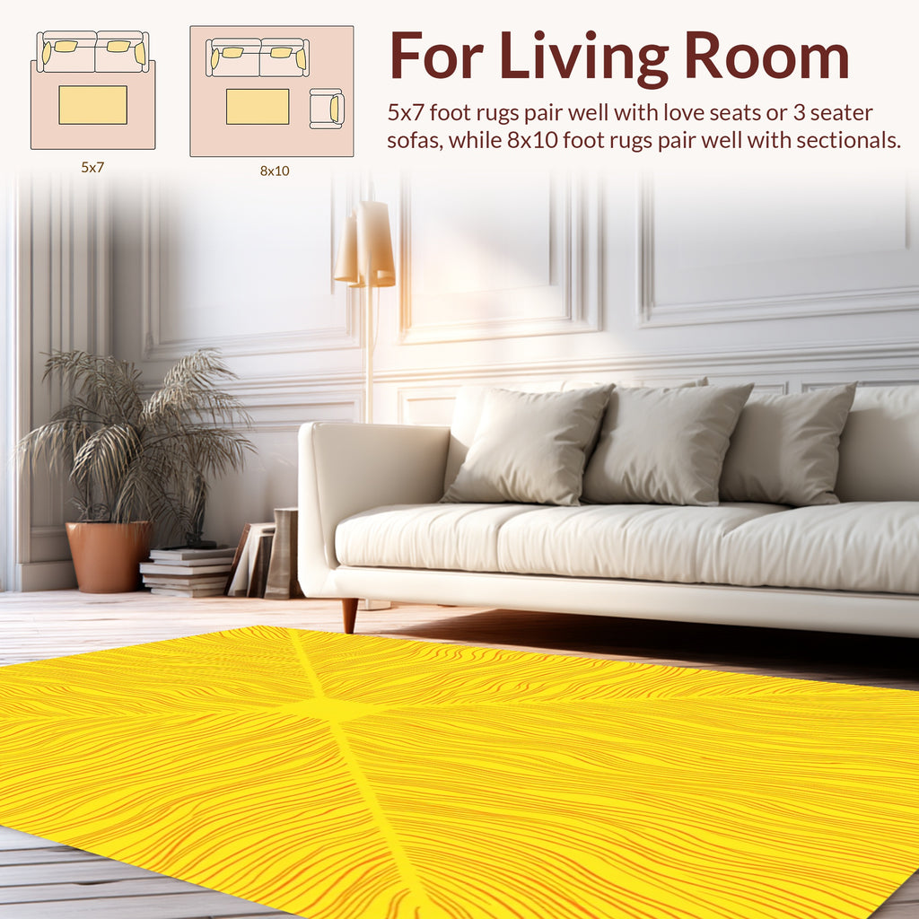Radiant Yellow Orange Wavy Pattern Rug