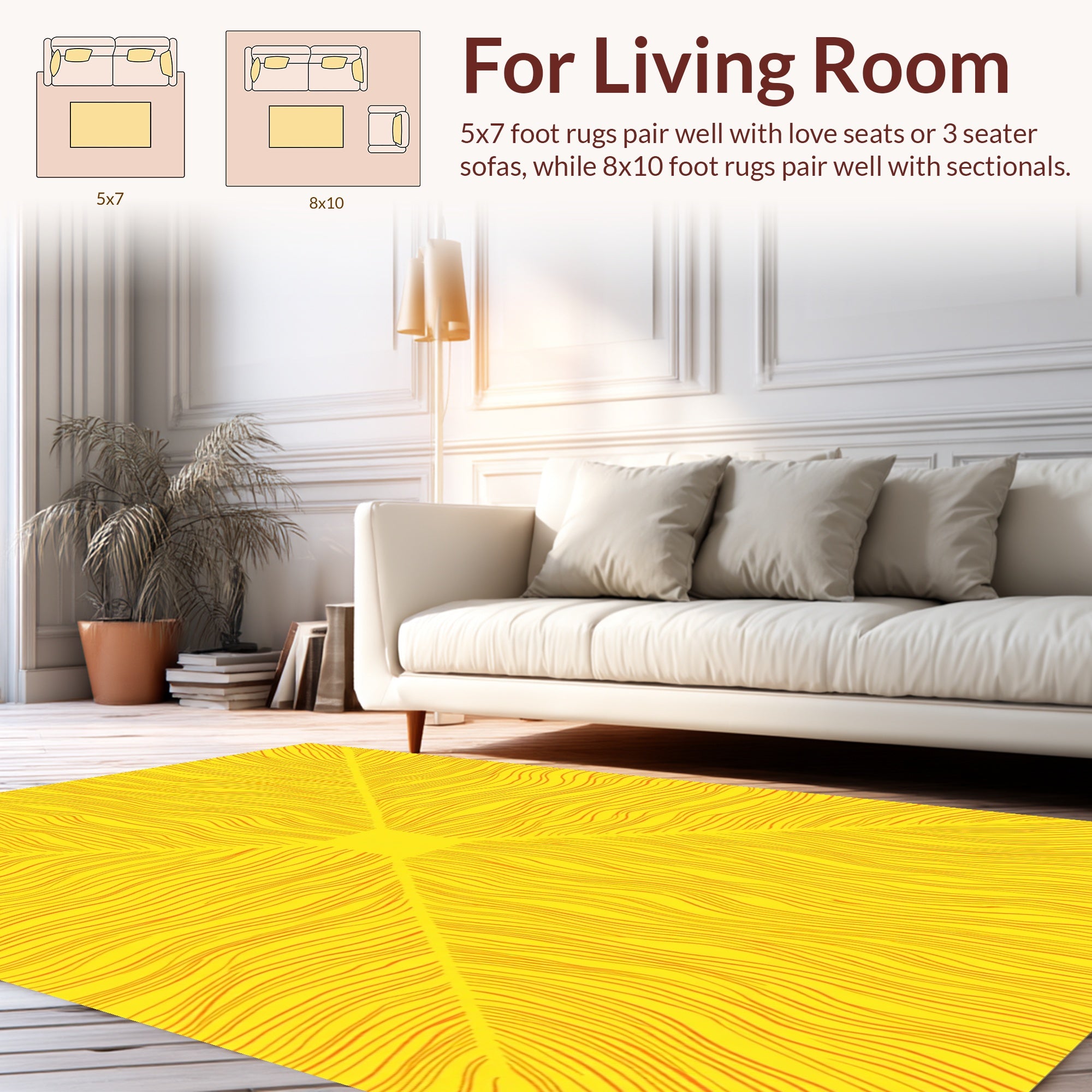 Radiant Yellow Orange Wavy Pattern Rug