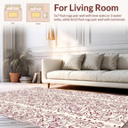 Abstract Figures Burgundy Cream Pattern Rug