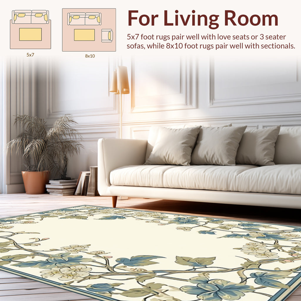 Vine And Floral Border Design Rug