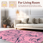 Textured Pink Floral Sketch Pattern Rug