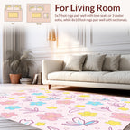 Pastel Flowers and Butterflies Repeating Pattern Rug