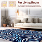 Blue Striped Swirl Abstract Design Rug