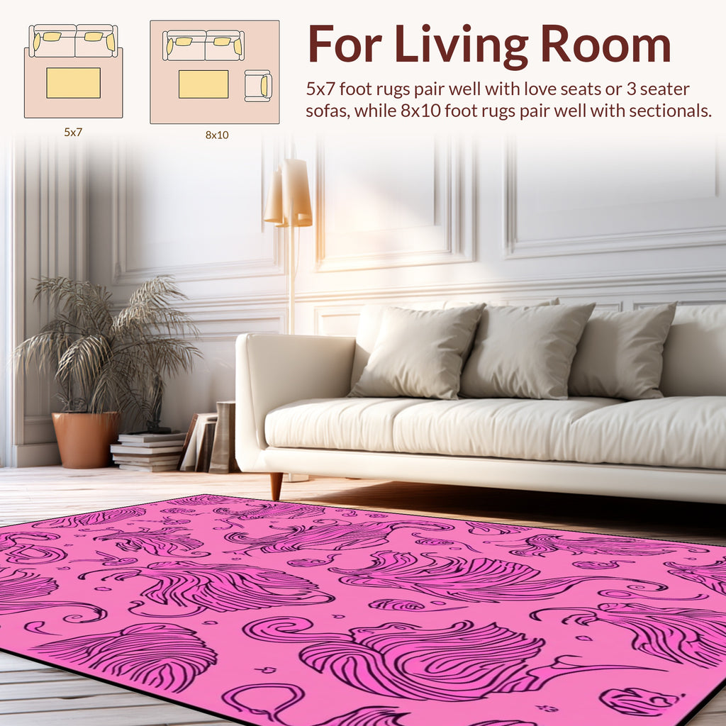 Whimsical Abstract Pink Swirl Design Rug