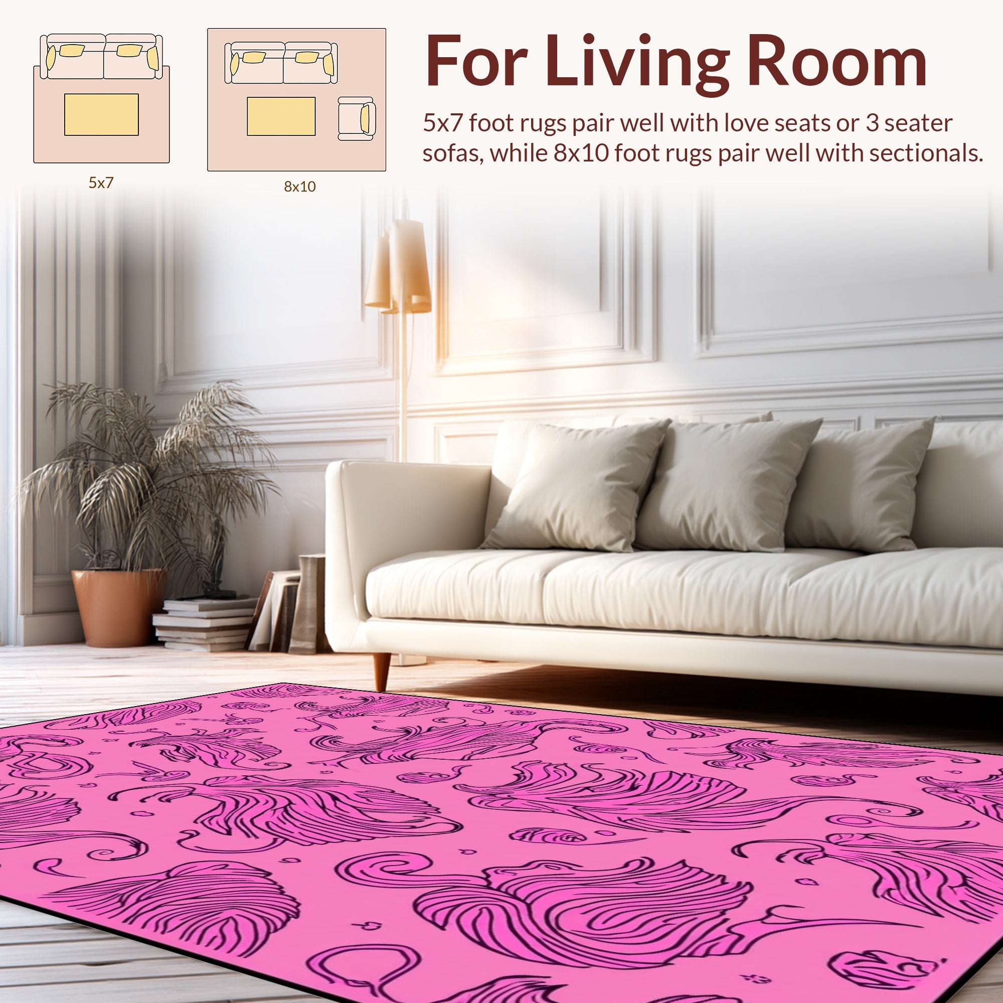 Whimsical Abstract Pink Swirl Design Rug