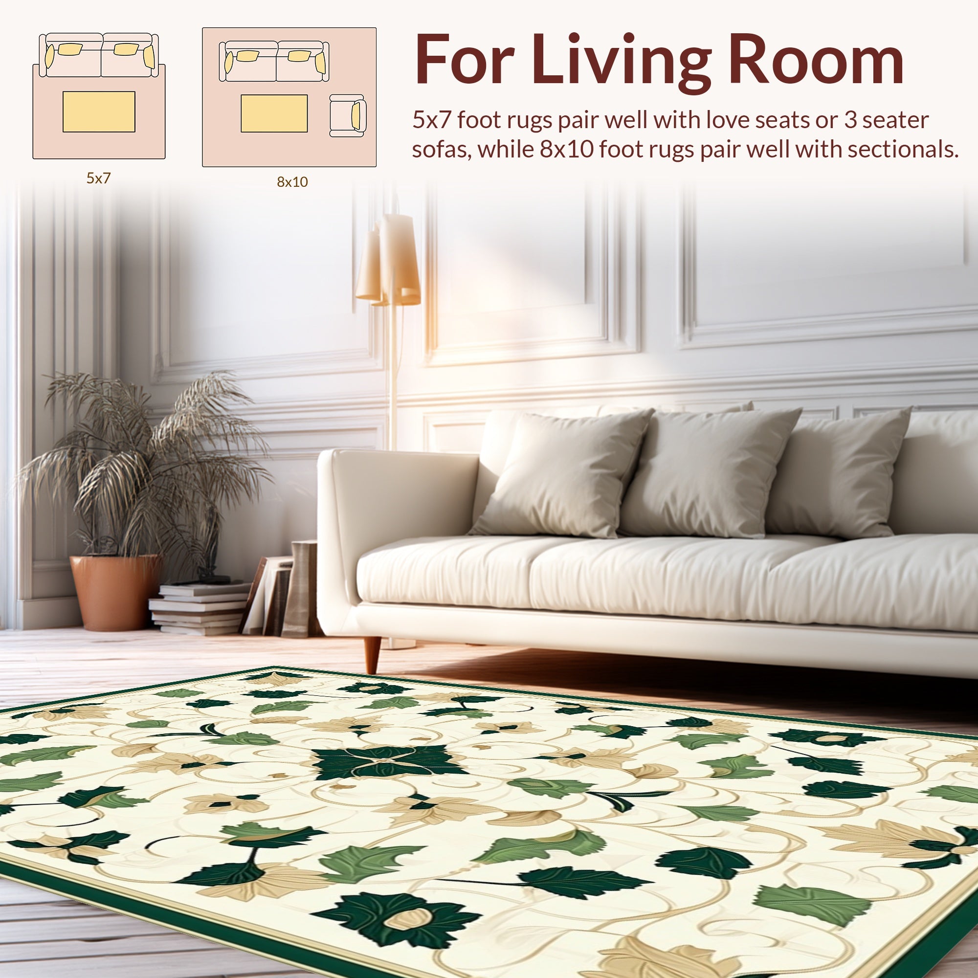 Ornate Floral Vine Pattern Rug