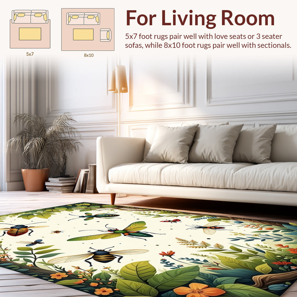 Nature Insects Floral Pattern Rug