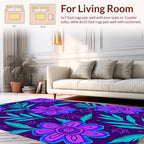 Purple Teal Floral Whimsical Pattern Rug