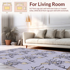 Floral Sketch Patterned Light Lavender Rug
