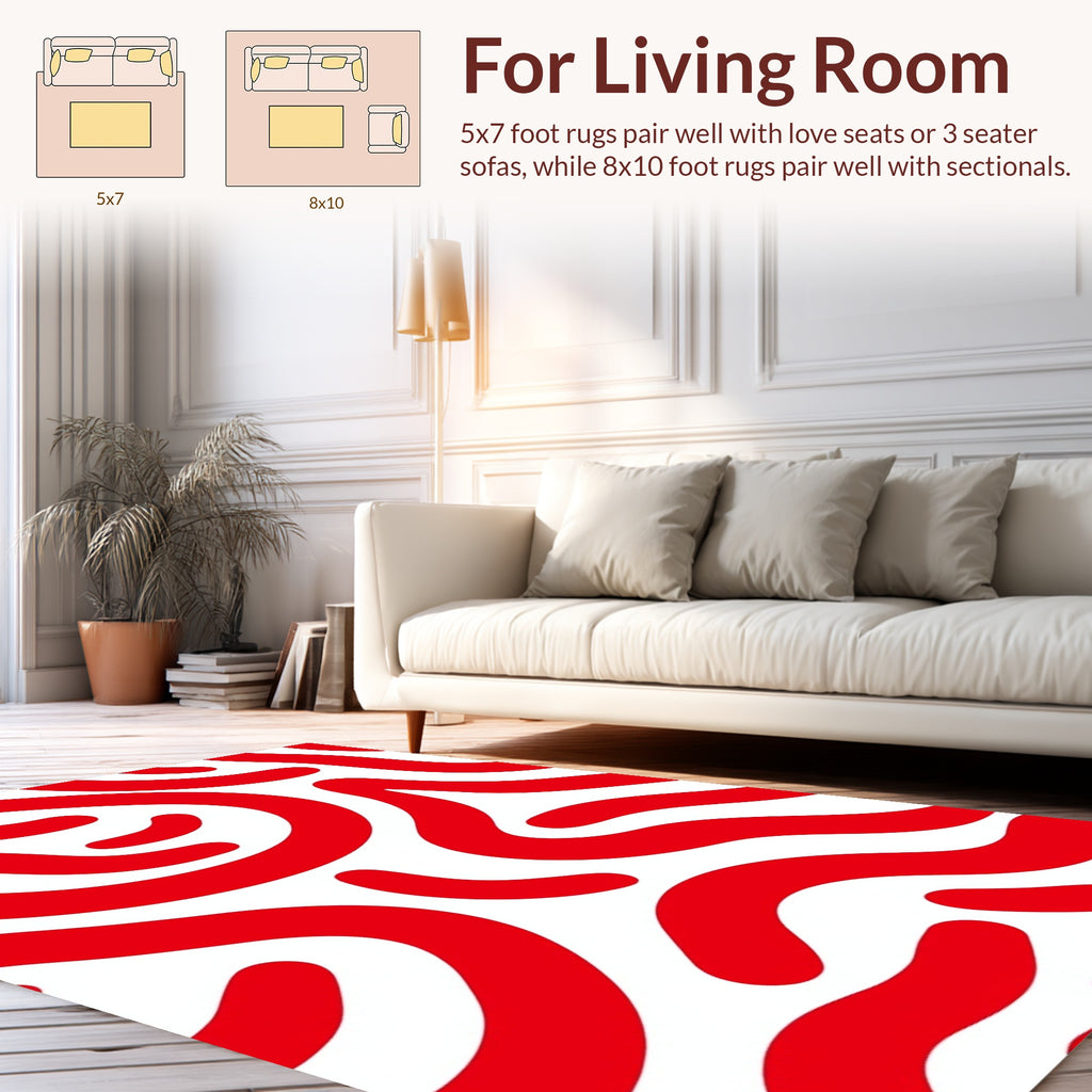 Bold Red Abstract Swirls Rug