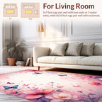 Delicate Floral Butterfly Watercolor Design Rug