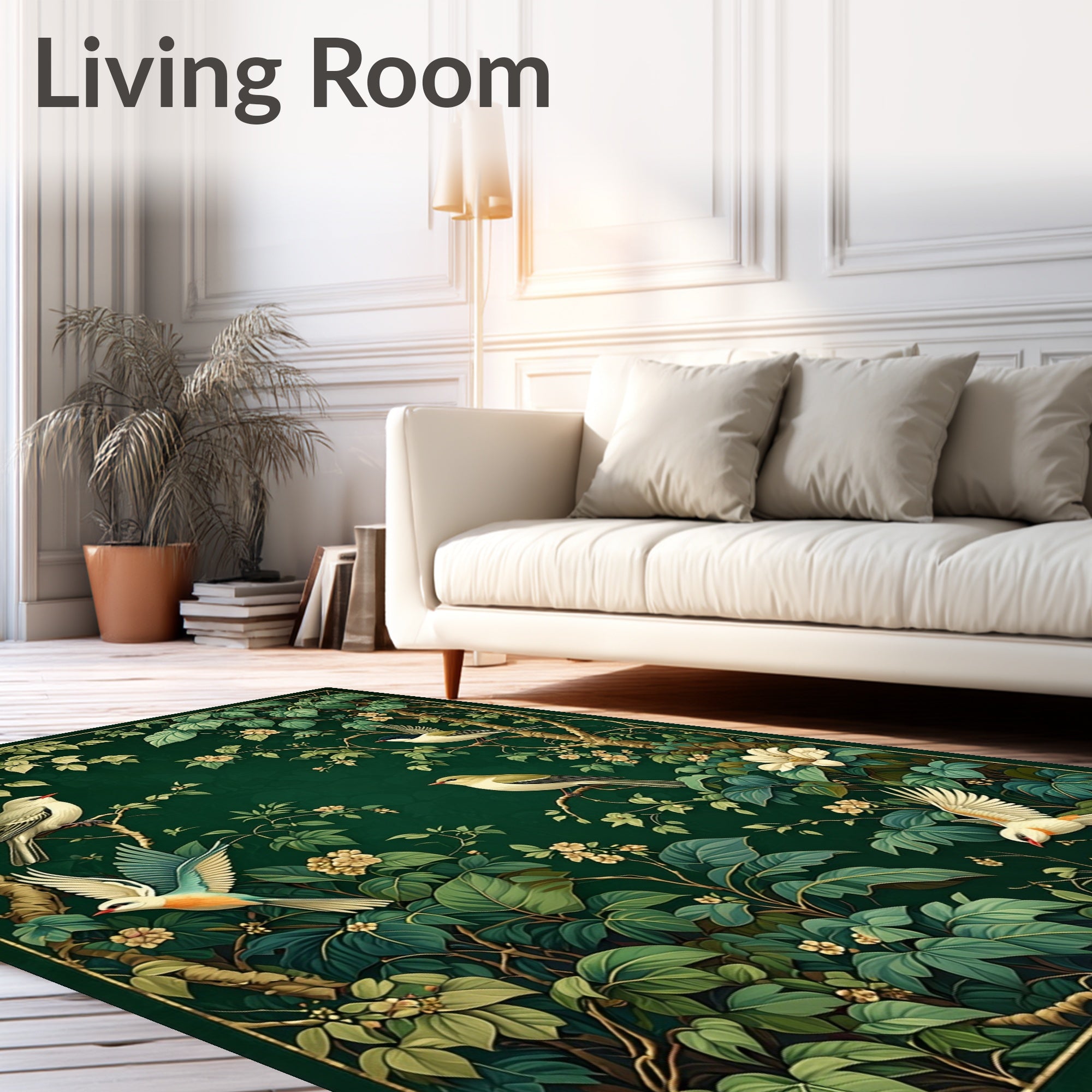 Vintage Birds and Botanical Garden Pattern Rug