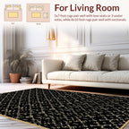Ornate Black Gold Ornamental Design Rug