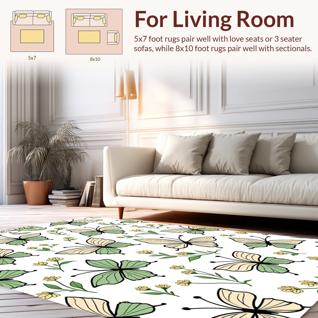 Pastel Butterfly Garden Pattern Rug