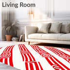 Red White Swirl Stripe Arrangement Rug