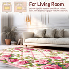 Pink Rose Vine Lattice Design Rug